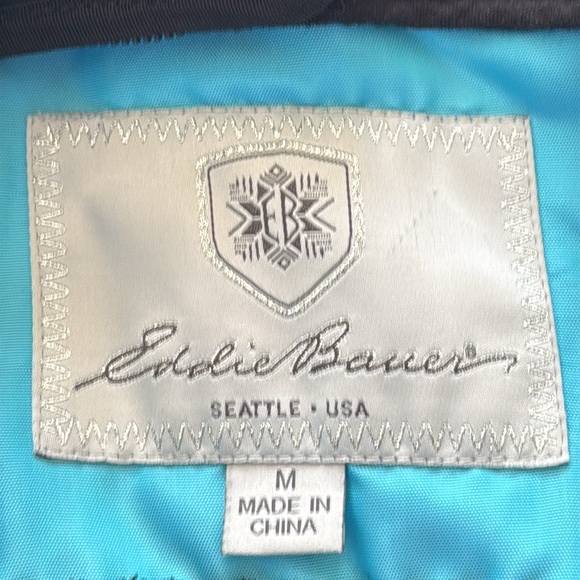 EDDIE BAUER Goose Down Turquoise Quilted  Puffer Ski Jacket w/Removable Insert-M - Picture 14 of 16